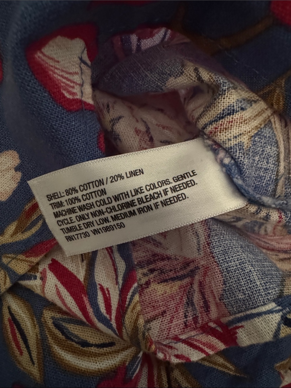 a new day NWT S Blue Floral Square-Neck Tie back linen blend Mini Dress - Picture 3 of 5